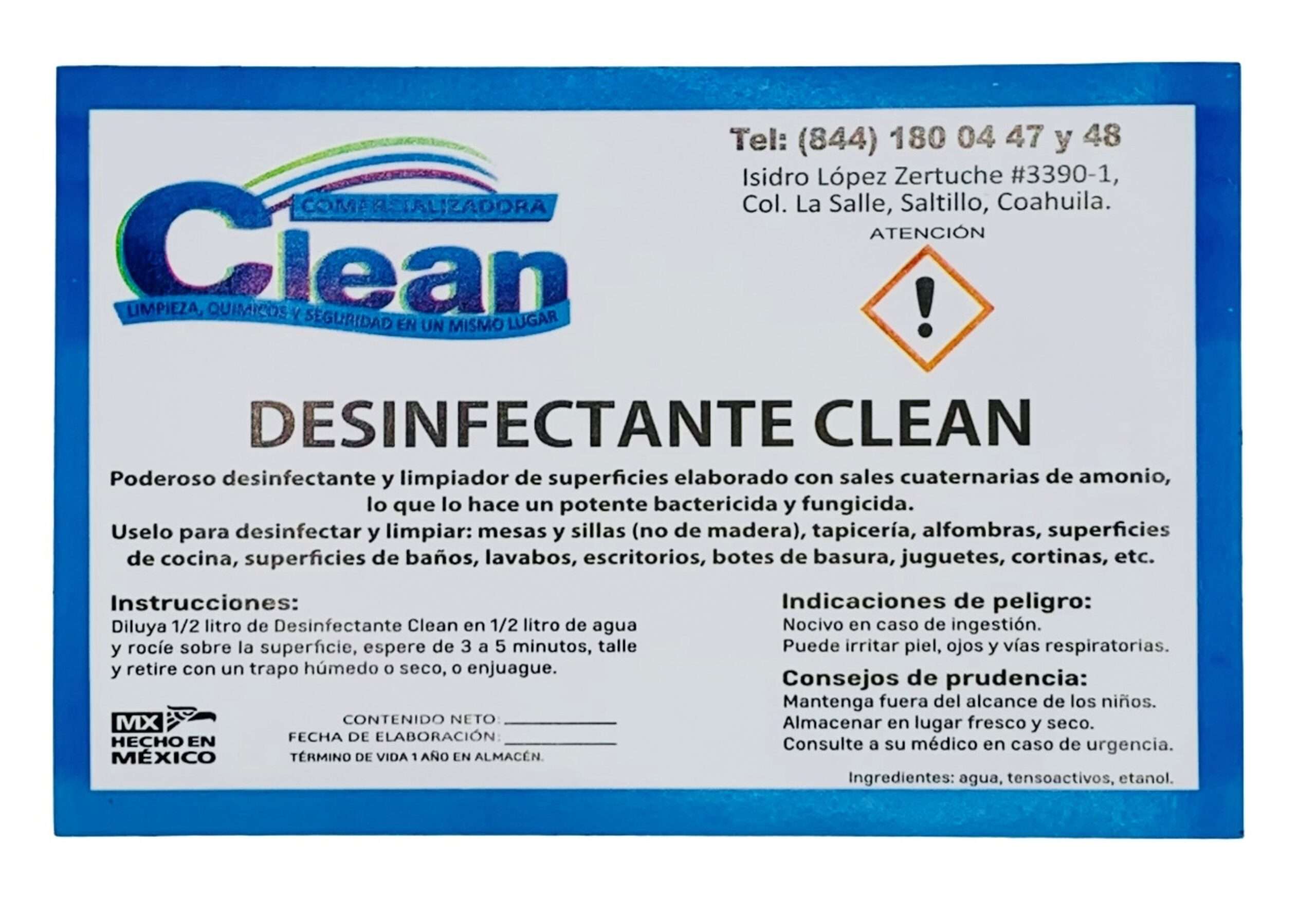 ETIQUETAS DE DESINFECTANTES
