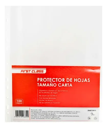 HOJAS PROTECTORAS CARTA COM HUECO 30M
