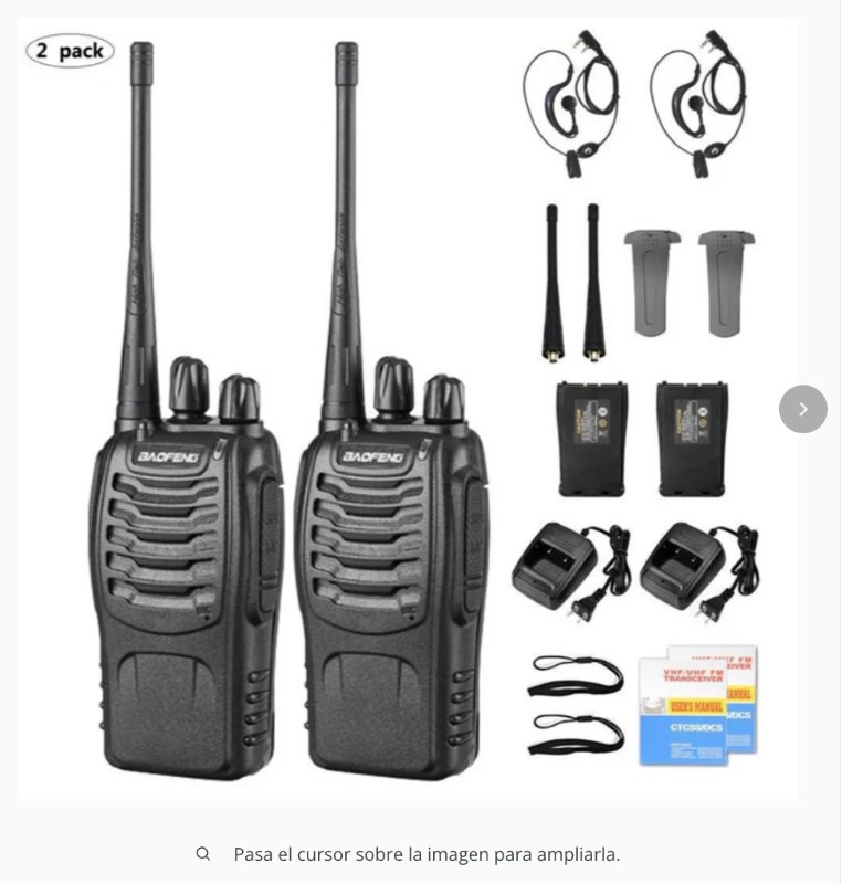 Radios Walkie Talkie Baofeng BF-888S Manos Libres Negro. Con 16 Canales. (Pack De 2) [P-779]